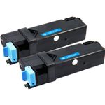 2 stuks Dell 593-10313 / 593-10321 (FM065) toner cyaan hoge capaciteit (Ink Hero Huismerk)