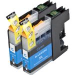 2 stuks Brother LC223 (LC221) inktcartridges cyaan hoge capaciteit (Ink Hero Huismerk)