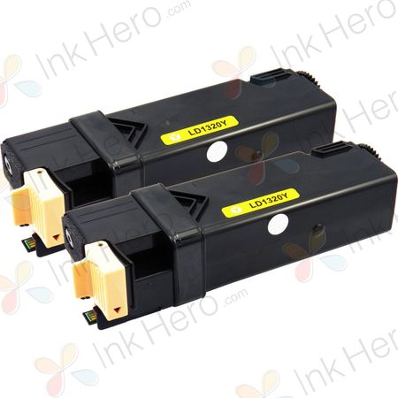 2 stuks Dell 593-10260 (PN124 / KU054) toner geel hoge capaciteit (Ink Hero Huismerk)