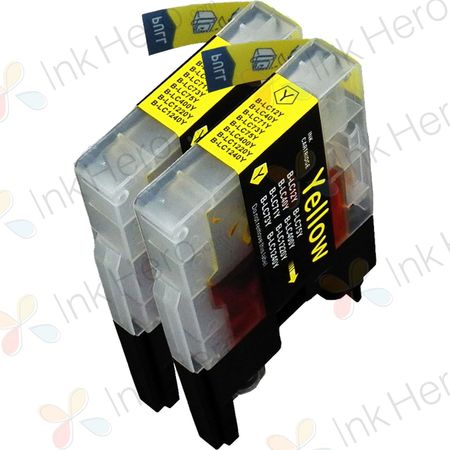 2 stuks Brother LC1240Y (LC1220) geel hoge capaciteit inktcartridges (Ink Hero Huismerk)