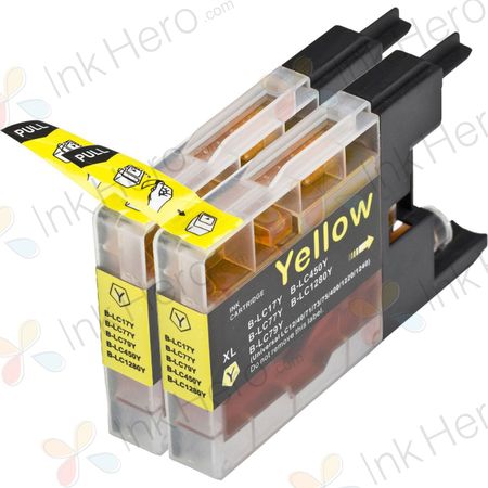 2 stuks Brother LC1280XL geel inktcartridges (Ink Hero Huismerk)