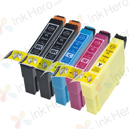 5 stuks Epson 18XL XXL inktcartridges hoge capaciteit (Ink Hero Huismerk)