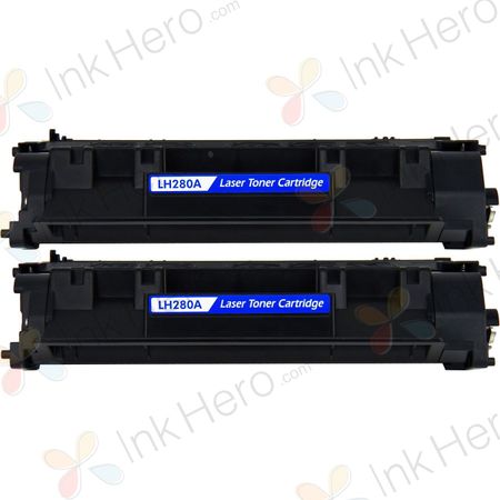 2 stuks HP 80A (CF280A) toner zwart (Ink Hero Huismerk)