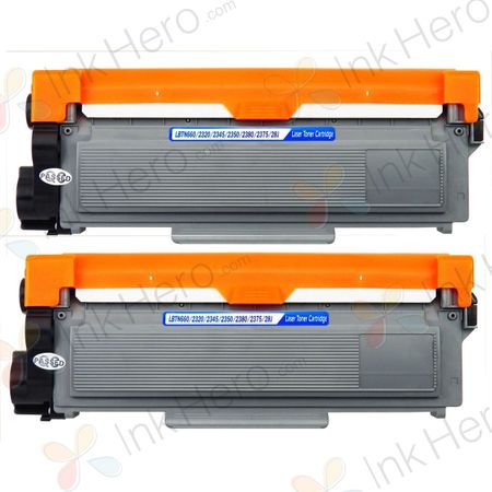 2 stuks Brother TN2320 (TN2310) toner zwart hoge capaciteit (Ink Hero Huismerk)