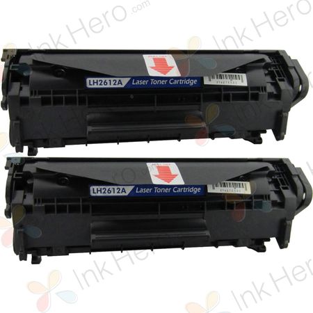 2 stuks HP 12A (Q2612A) toner zwart (Ink Hero Huismerk)