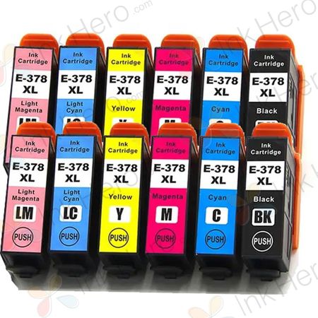 12 stuks Epson 378XL inktcartridges hoge capaciteit (Ink Hero Huismerk)