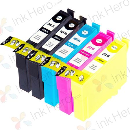 5 stuks Epson 202XL inktcartridges hoge capaciteit (Ink Hero Huismerk)