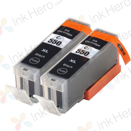 2 stuks Canon PGI-550XL inktcartridges zwart hoge capaciteit (Ink Hero Huismerk)