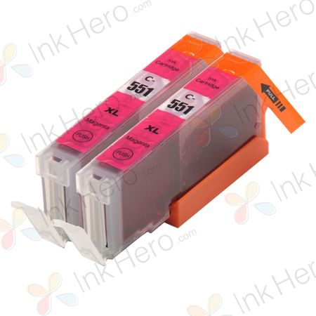 2 stuks Canon CLI-551XL inktcartridges magenta hoge capaciteit (Ink Hero Huismerk)