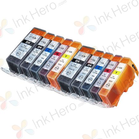 10 stuks Canon PGI-520 & CLI-521 inktcartridges (Ink Hero Huismerk)