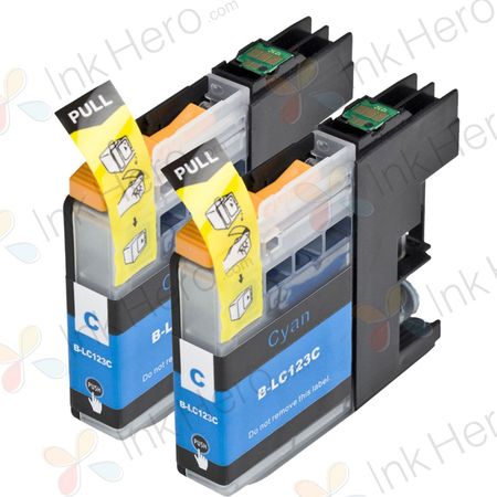 2 stuks Brother LC123 (LC121) inktcartridges cyaan hoge capaciteit (Ink Hero Huismerk)