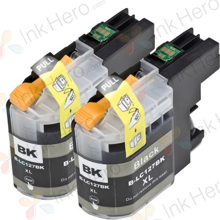 2 stuks Brother LC127BK inktcartridges zwart super hoge capaciteit (Ink Hero Huismerk)